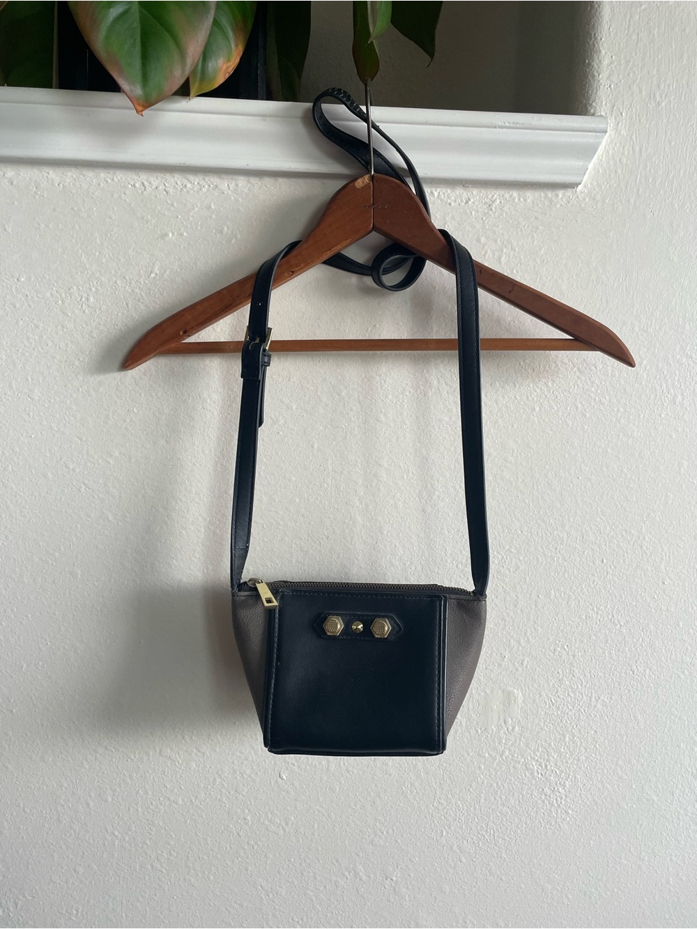 Danielle Nicole Two-Tone Crossbody Bag in Black and Taupe